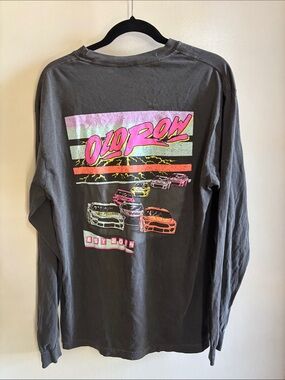 Men's Long-Sleeve Graphic Tee - Charcoal with Neon Print